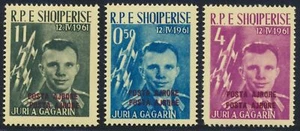ALBANIEN 1962 FEHLERSATZ, Weltraumkosmonaut Juri Gagarin mit DOPPELTEM Aufdruck ANSEHEN - Bild 1 von 1