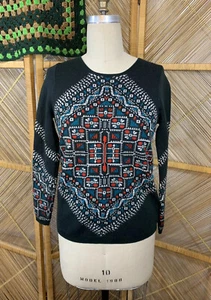 J Crew Sweater 100% Merino Wool Aztec Small - Picture 1 of 8