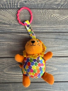 Juguete de peluche para bebé león con colorido diseño de lunares y anillo mordedor rosa - Imagen 1 de 4