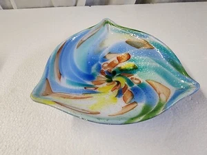 Light Blue Murano Fratelli Toso Triangular Bowl (82) - Picture 1 of 16