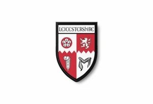 Parche estampado escudo bordado borde insignia recuerdo bandera condado leicestershire - Imagen 1 de 1