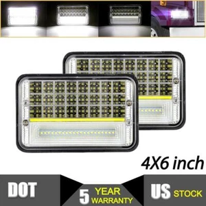 Pair 4x6" Square LED Headlight Hi/Lo Beam DRL Lamp For Isuzu NQR NPR NPR-HD FTR - Picture 1 of 12