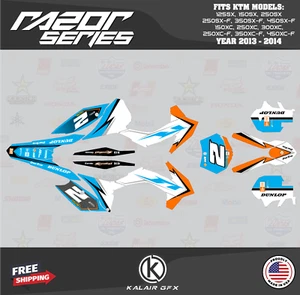 Graphics Kit for KTM 125SX, 150SX, 250SX (2013-2014) Razor Series - Orange Cyan - Picture 1 of 6
