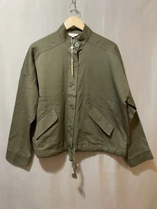 NWT Max Studio Women Collared Long Sleeve Button Cotton Piqué Jacket SZ L Green - Picture 1 of 16