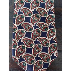 Vtg Abercrombie & Fitch Mens Silk Blue Red 80 90s Hand Made in USA Paisley - Picture 1 of 6