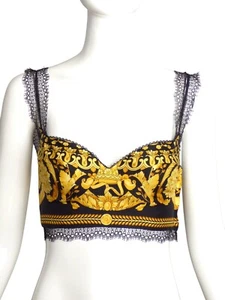 VERSACE- NWT 2024 Silk & Lace Bralette, Size 4 - Picture 1 of 6