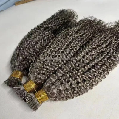 Punta de palo de pelo rizado rizado 100 % extensión de cabello humano micro anillo cuentas 100 g Foto 1 de 4