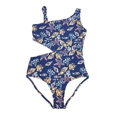 Garnet Hill Kids Girls 14 beach life seashell one piece swimsuit pool vacation a - Image 1 of 3