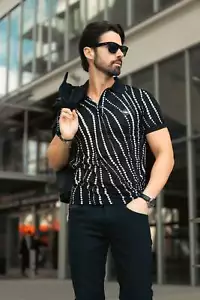 Barabas Men's Polka Dots Stretch See Through Polo Shirts 5P08 - Picture 1 of 10