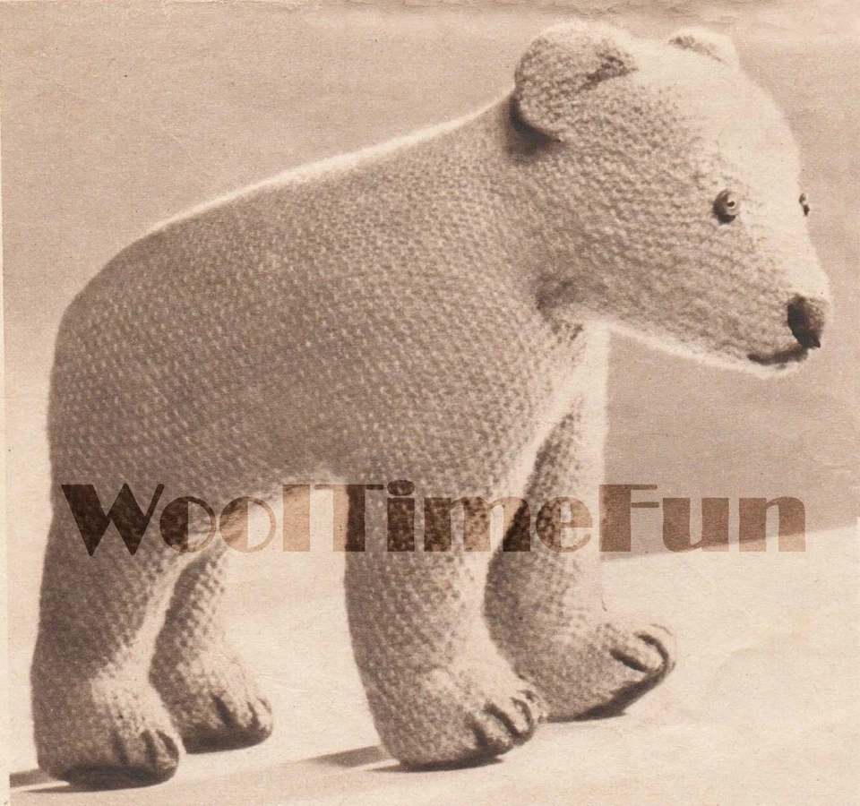 Knitting Pattern Vintage 1940s Toy Bear Polar Bear. 1940s. Make with oddments. - Image 1 of 1