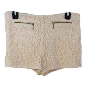 LACE Shorts JUNIORS Size M Zippers Cream Hot Pants Charlotte Russe Sexy - Picture 1 of 7