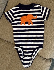 Carters One Piece Bodysuit Boys Size 18 Months Elephant Short Sleeve Snap - Picture 1 of 3