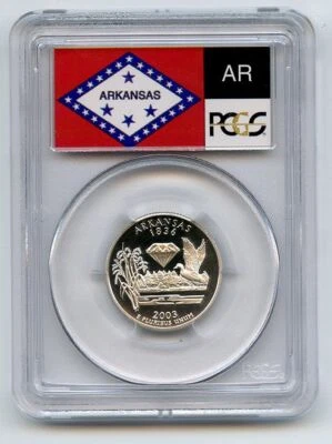 2003 S 25C Silver Arkansas Quarter PCGS PR70DCAM - Image 1 of 2