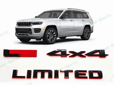 3PÇS 2021+ Jeep Grand Cherokee L/WL traseiro 4X4 L emblema limitado emblemas preto vermelho - Imagem 1 de 4
