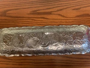 Arthur Court 1990 Aluminiumguss Hase Kaninchen Familie länglich Serviertablett Platte - Bild 1 von 7