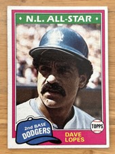 1981 Topps Dave Lopes NL All-Star Card #50 Dodgers Second Base Mid-Grade VG O/C