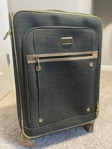 Nicole Miller New York Designer Luggage Dark Green Gold 26” rolling suitcase - Picture 1 of 24