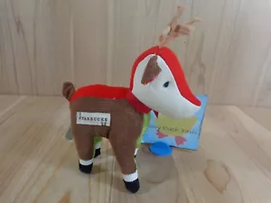 Starbucks Renna 2008 Peluche Peluche 8" Marrone Velluto a coste Rosso Verde Plaid - Foto 1 di 6