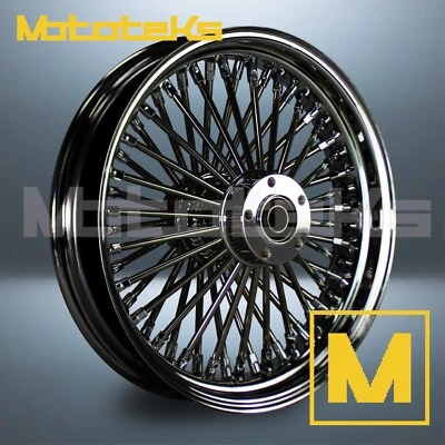 RUEDA RADIOS GRUESOS 18" 18X3.5 52 INOX NEGRO HARLEY SOFTAIL MODELOS TRASERA Foto 1 de 4