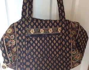 Maggi B Quilted Duffle Bag Black Rust Gold Cream Green 19 x 11 x 10 Inch MaggiB - Picture 1 of 8