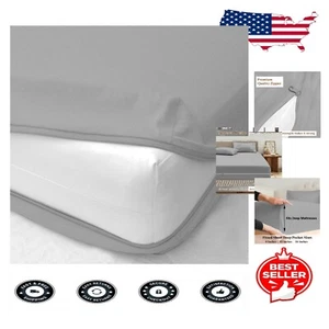 Soft Brushed Microfiber Zipper Fitted Sheet - Full Size, 8-Inch Deep Pocket - Picture 1 of 11