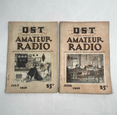 2 Vintage QST Amateur Radio Magazines 1928 June July Booklets Pictures - Image 1 of 4