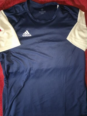 Adidas Climalite Mens Blue White Short Sleeve Crew Neck Pullover T-Shirt Sz XL - Image 1 of 4