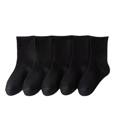 12 pares de calcetines cortos de tubo medio de algodón negro para estudiantes escolares niños niñas Foto 1 de 4