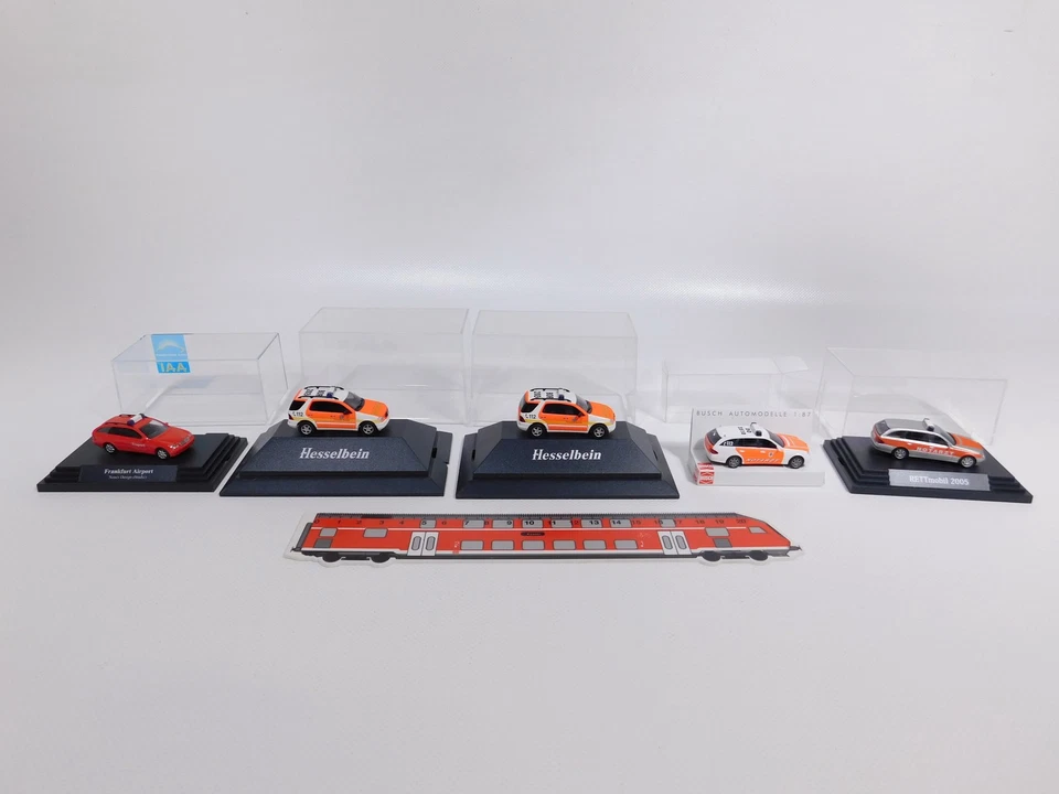 5X Busch H0 1:87 MB Bocholter Blitz Notarzt Frankfurt Airport Ecc Mint #DI37-0,5 - Immagine 1 di 4