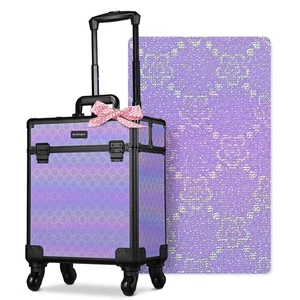 Byootique Rolling Makeup Train Case Cosmetic Trolley Organizer Charm ForgetMeNot - Picture 1 of 9