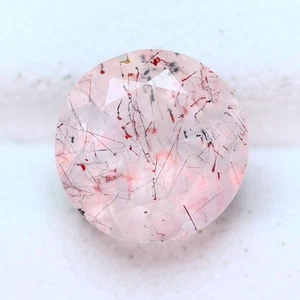 2.09 Ct Round 8.2 MM 100% Natural Pink With red black dot STRAWBERRY QUARTZ - Picture 1 of 5