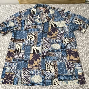 RJC Hawaiian Shirt Vintage Aloha Men’s Size XL Blue Floral Made In Hawaii USA - Picture 1 of 10