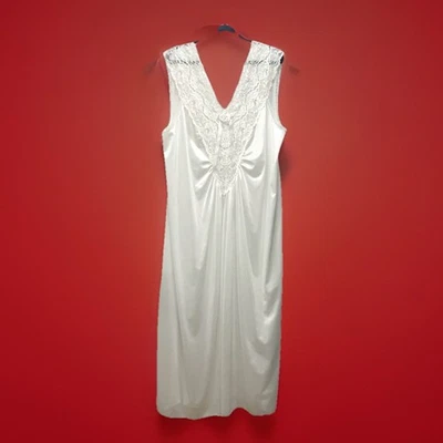 Винтажный LuLu Intime 3 X нейлона кружева ночная рубашка слоновой кости длинный скольжения платье плюс размер США - Изображение 1 из 4