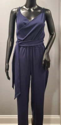 Mono Ann Taylor de una pieza para mujer talla 16P azul pierna ancha cinturón nuevo con etiquetas Foto 1 de 4