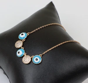 Rose Gold Evil Eye Pendant Necklace With Sparkle Accent, XPNL0248 - Picture 1 of 12