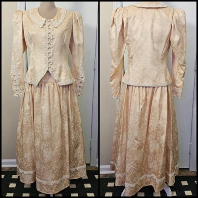 De Colección Jessica McClintock Vestido Conjunto Falda Top Formal Victoriano Años 80 Talla 12 Pradera Foto 1 de 4