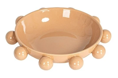 Bloomingville 9.75" Stoneware Bowl with Orbs and Reactive Glaze - Nude - Image 1 of 4