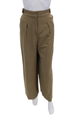 Calça Intermix feminina plissada frente com cinto cintura alta perna larga marrom tamanho 6 - Imagem 1 de 4