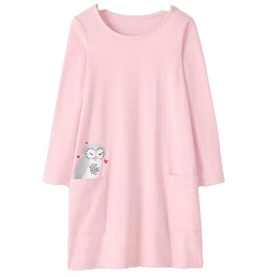 NUEVO CON ETIQUETAS 120 US 6 Hanna Andersson Arte Bolsillo Peek Vestido Búho Rosa Foto 1 de 2