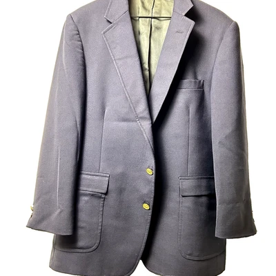 Chaqueta de traje vintage para hombre - Royal Guild - 40S - azul marino gamuza calce ajustado Foto 1 de 2