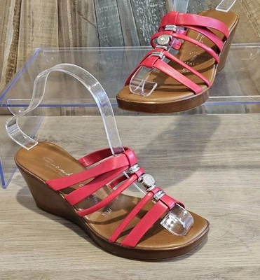 Contessa Nani Women's 5.5M Red Silver Beading Slip On Sandals High Heels - Image 1 of 4