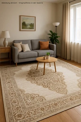 Teppich Orientmuster maschinengewebt braun Beige Klassik klein groß  Barockstil - Bild 1 von 4