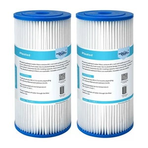 2 Pack 10"x4.5" 20 Micron Pleated Sediment Water Filter Whole House Replacement - Picture 1 of 8