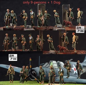 1/72 Painted 9-persons + 1 Dog The Pacific Battlefield Soldier Military Model - Picture 1 of 12