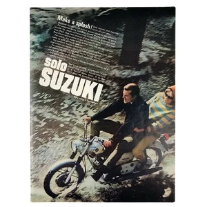 1966 Solo Suzuki Make a Splash! Motorcycle Vintage Magazine Print Ad - Picture 1 of 1