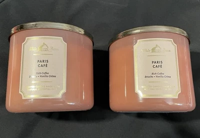 ¡NUEVO! LOTE de 2 velas de vela de 3 mechas Bath & Body Works PARIS CAFÉ Foto 1 de 3