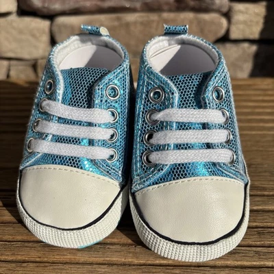 Zapatos CONVERSE ALL STAR Azul Blanco Brillante Cuna Bebé Talla 1 Foto 1 de 4