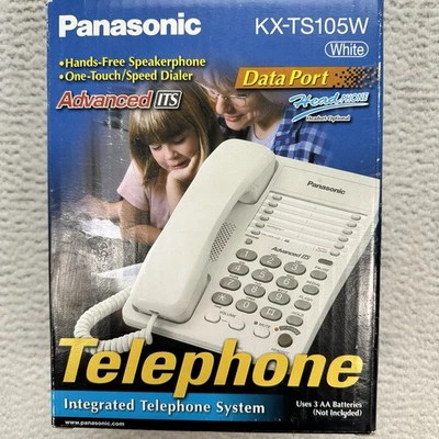 Panasonic KX-TS105W White Corded Telephone Intergraded Phone NEW - Image 1 of 4