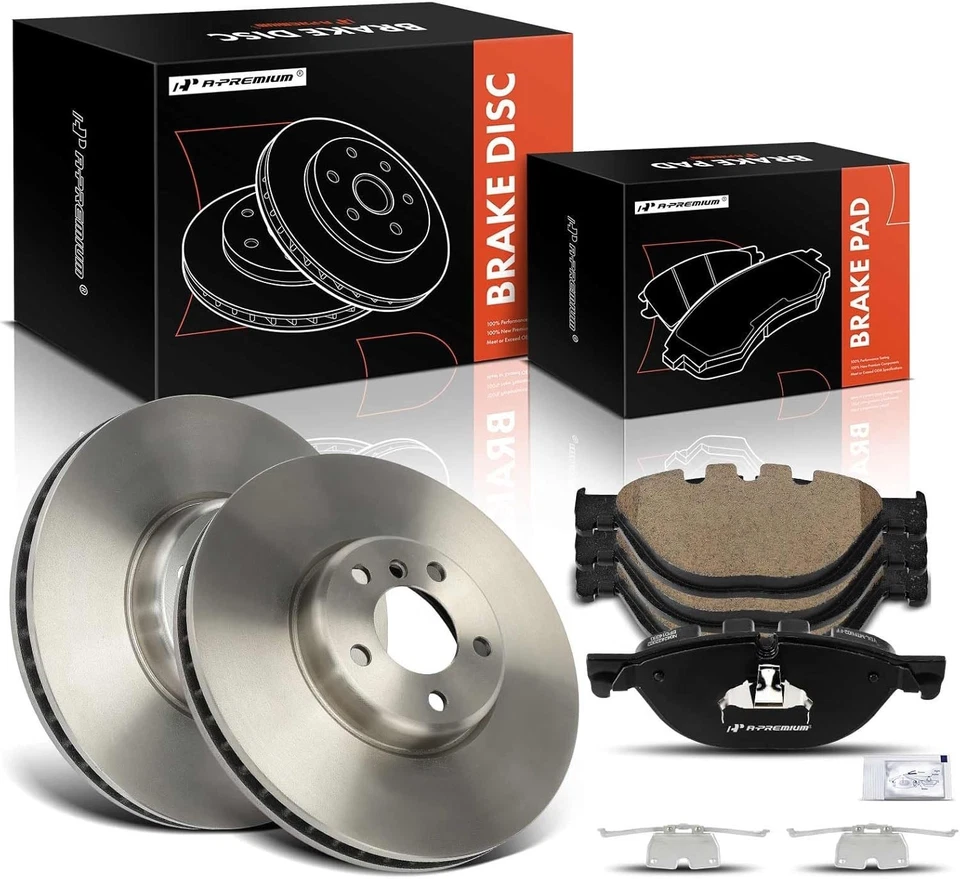 Front Drilled Brake Rotor & Ceramic Brake Pads for BMW 528i 535i GT 550i 740Li - Image 1 of 4