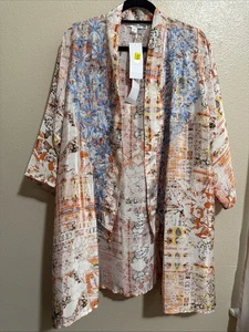 KARYN SEO BOHO EMBROIDERED OPEN FRONT TUNIC W/POCKETS NWT $138 - Bild 1 von 7